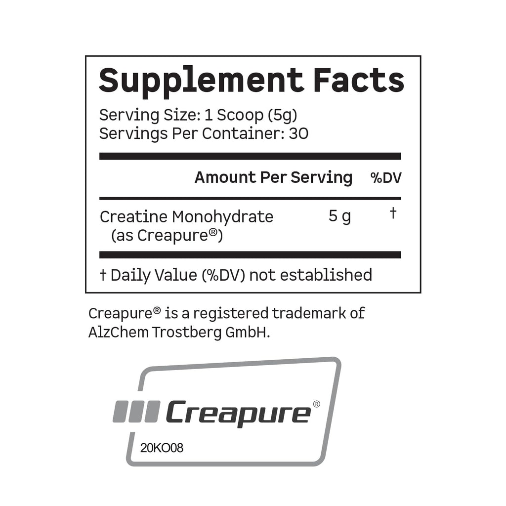 Kion Creatine Monohydrate Powder, Creapure, Unflavored, Strength & Muscle | 5g pure micronized creatine per scoop to build strength, power, and lean muscle for men and women, mixes clear, no fillers