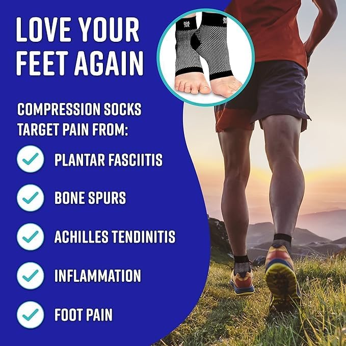 Buy now Bitly Plantar Fasciitis Compression Socks for Women & Men - Best Ankle Compression Sleeve, Nano Brace for Everyday Use - Provides Arch Support & Heel Pain Relief (Black, Medium) at indiglob india
