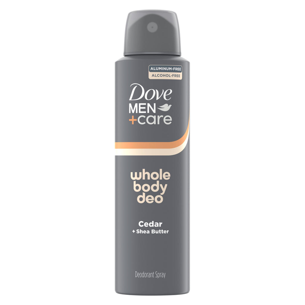 DOVE MEN + CARE Whole Body Deo Deodorant Spray Cedar + Shea Butter, 4 oz