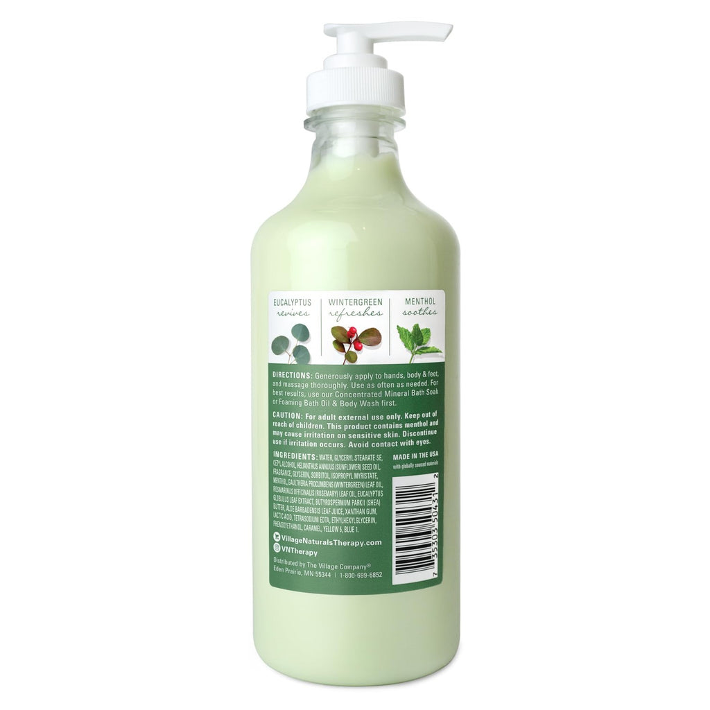 Village Naturals Therapy Muscle Shea Butter Lotion, Eucalyptus Mint Scent, 16 fl oz, Pack of 3