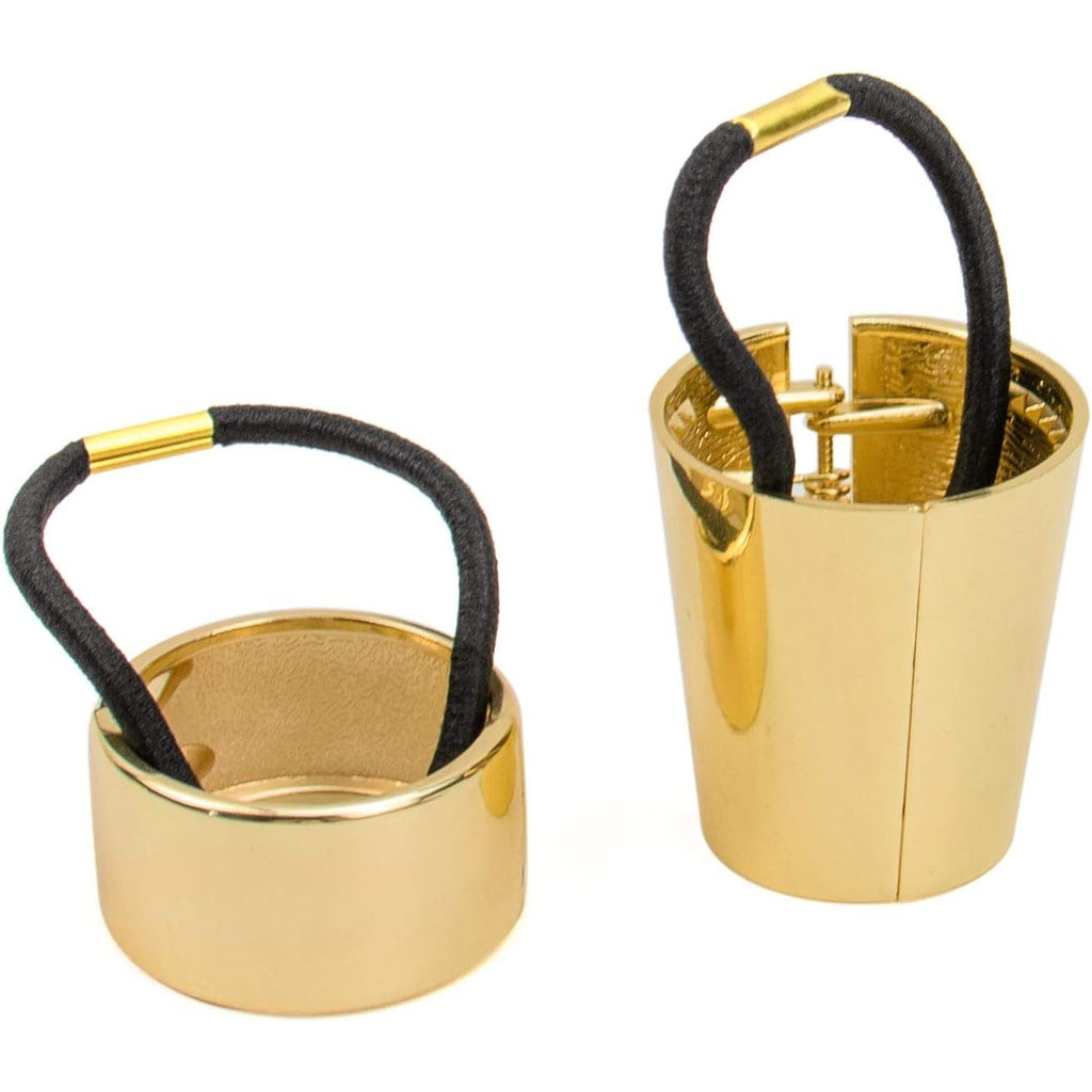 Buy now AUEAR, Brushed Metal Expandable Hair Cuff Ponytail Holder Elastic Tie for Women Girls Thick Rings Set (3 Pcs, Style 3) at indiglob india