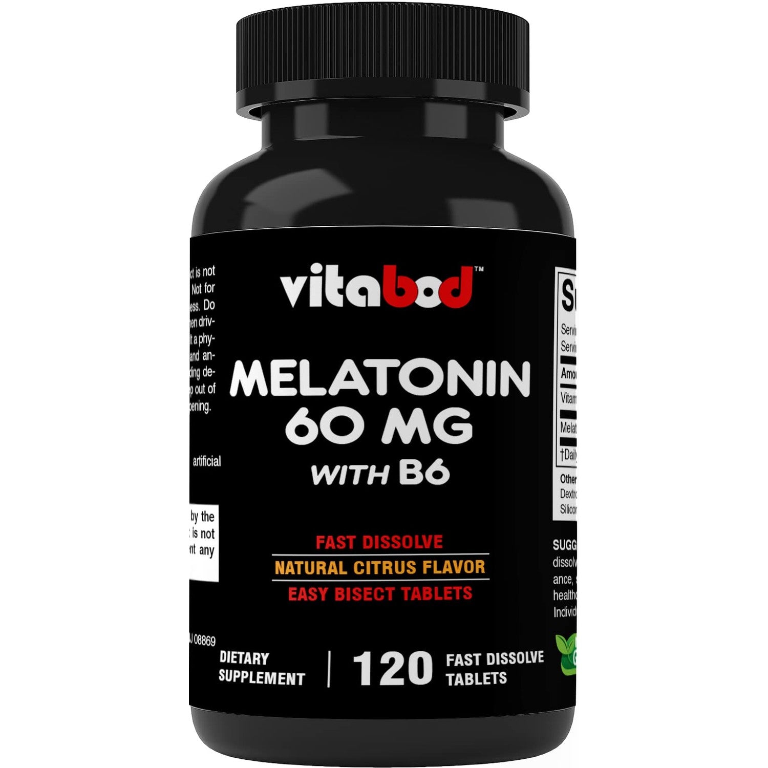 Vitabod Melatonin 20 mg Fast Dissolve Tablets with Vitamin B6, 240 Ct | Natural Berry Flavor, Sleep Support*, Non-GMO, Gluten Free, Made in USA
