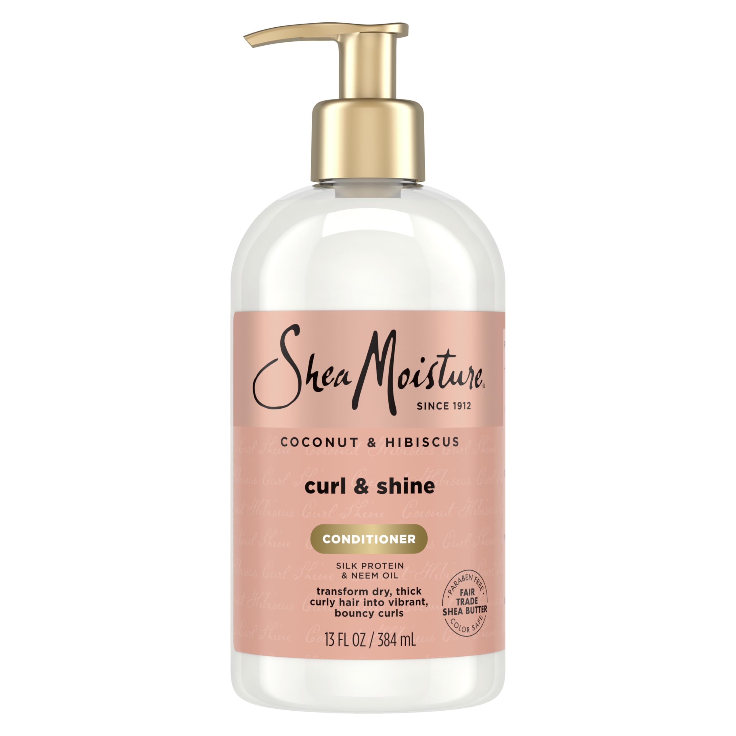 Shea Moisture Curl & Shine Conditioner Coconut & Hibiscus, for Thick, Curly Hair to Moisturize & Soften, 13 oz | Moisturizing conditioner with Coconut Oil, Neem Oil & Silk Protein to quickly detangle, reduce frizz, and hydrate curls.