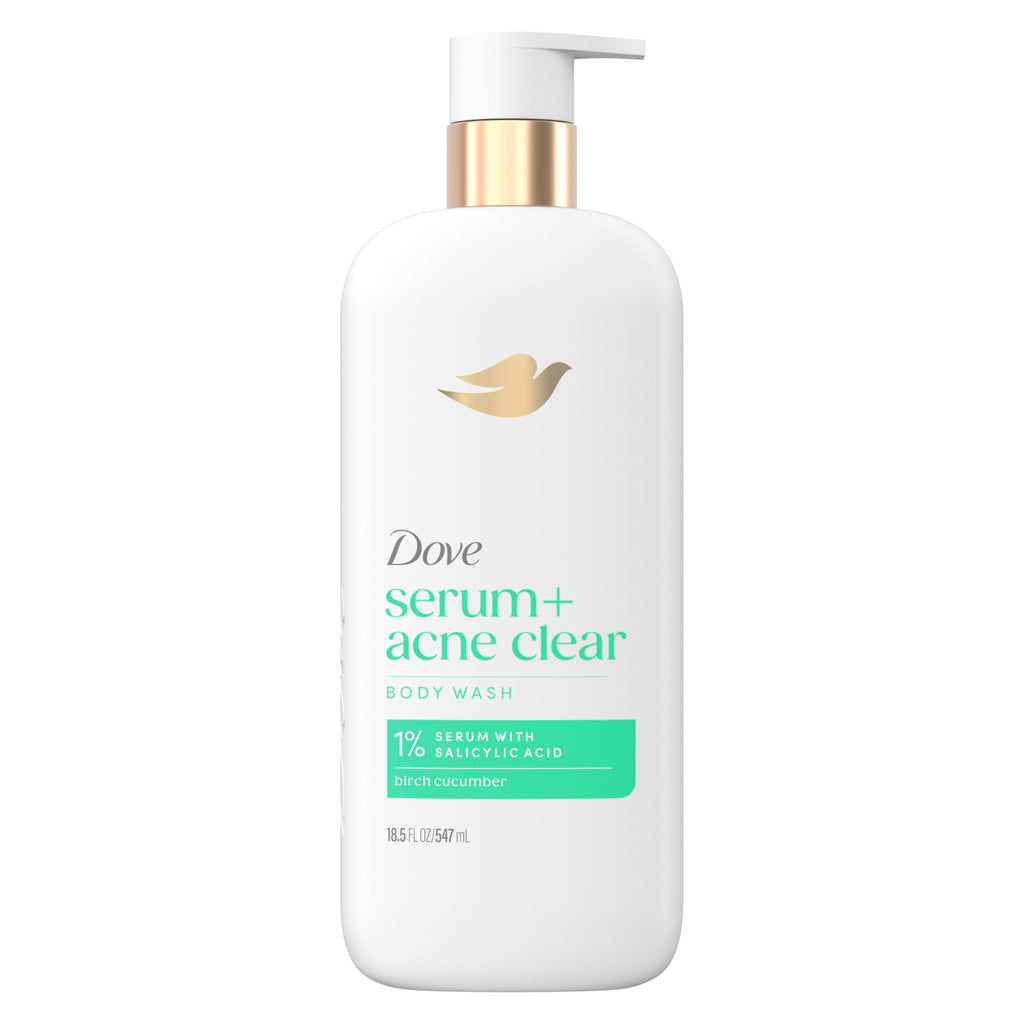 Dove Serum Body Wash Acne Clear with Salicylic Acid, 18.5 oz | Acne body wash with 1% salicylic acid to help clear and prevent acne breakouts