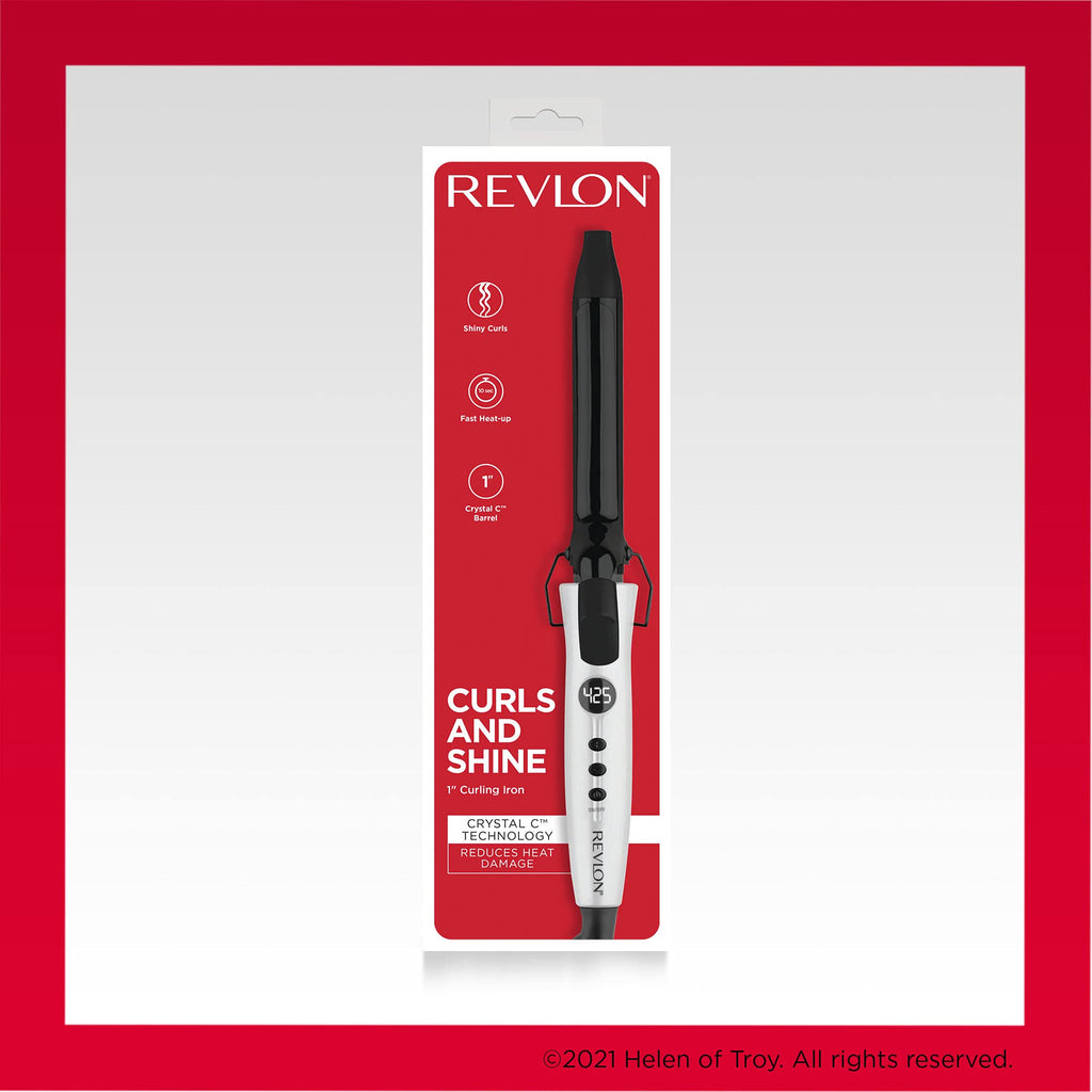 Buy now Revlon Crystal C + Ceramic Hair Curling Iron | Long-Lasting Shine and Less Frizz, (1 in) at indiglob india