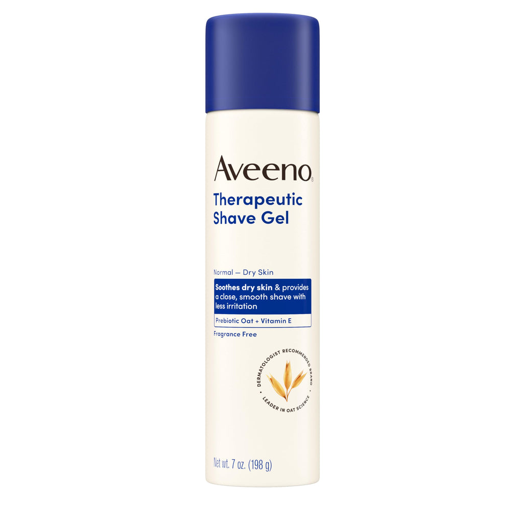 Aveeno Therapeutic Shave Gel for Women & Men, Sensitive Skin Shaving Cream with Prebiotic Oat & Vitamin E, Helps Prevent Razor Bumps & Skin Irritation, Soothes Dry Skin, Fragrance-Free, 7 Oz