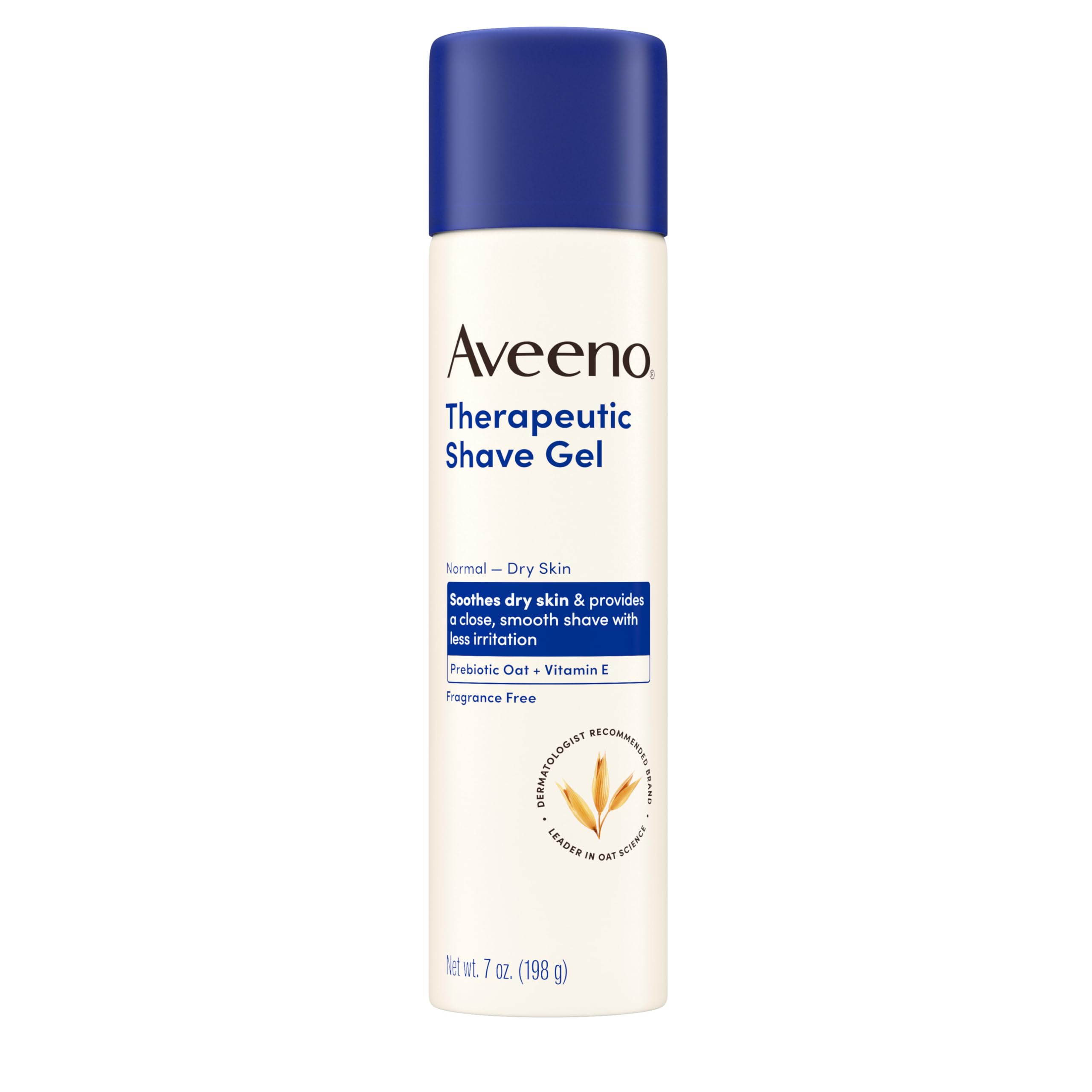 Aveeno Therapeutic Shave Gel for Women & Men, Sensitive Skin Shaving Cream with Prebiotic Oat & Vitamin E, Helps Prevent Razor Bumps & Skin Irritation, Soothes Dry Skin, Fragrance-Free, 7 Oz