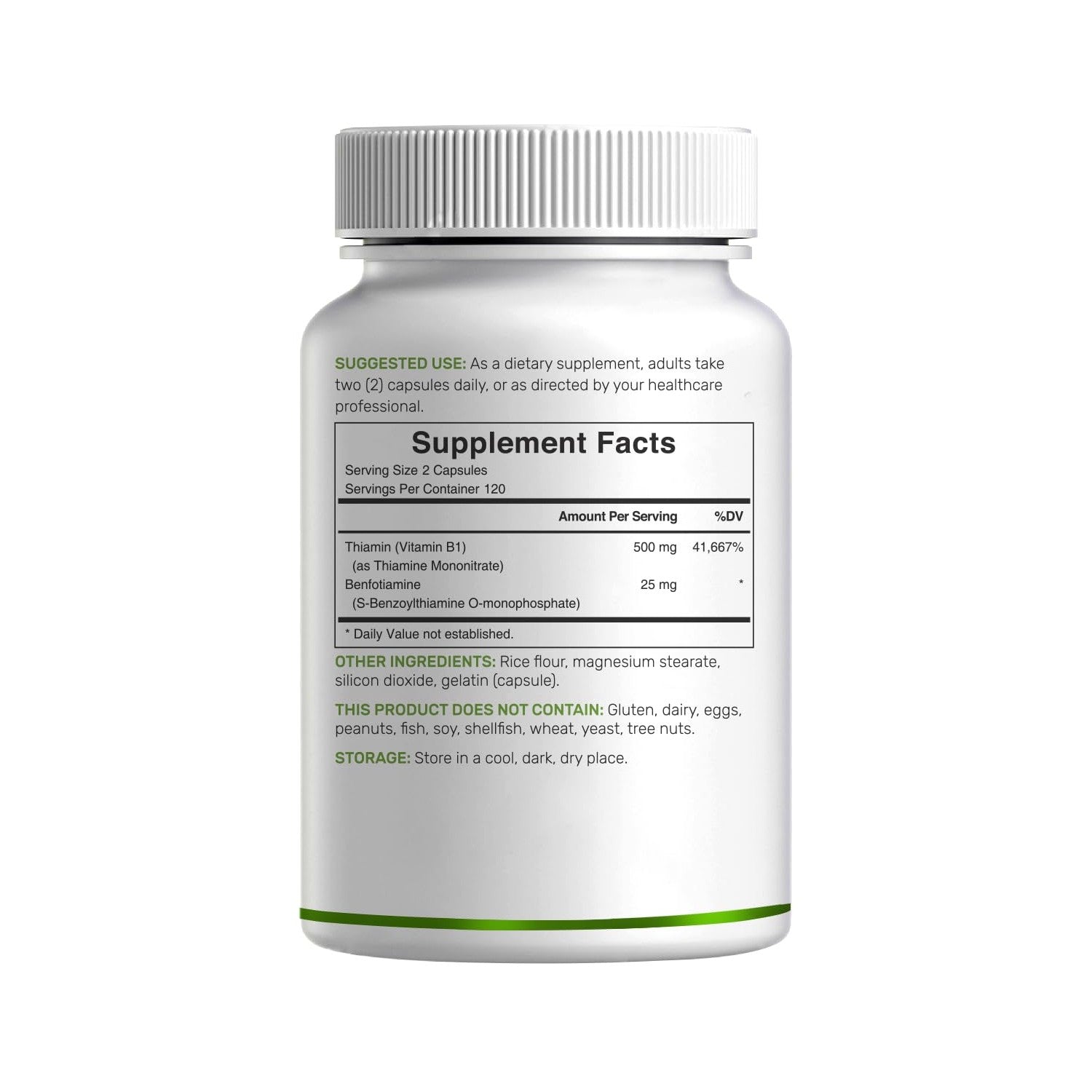DEAL SUPPLEMENT Vitamin B1 500mg with Benfotiamine, 240 Capsules – 2 in 1 Enhanced Formula – Fat & Water Soluble Thiamine B1 Supplement – Third Party Tested, Non-GMO, No Gluten