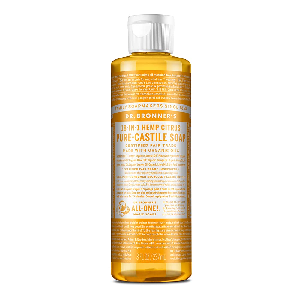 Buy now Dr. Bronner's - Pure-Castile Liquid Soap (Citrus, 8 ounce) - Made with Organic Oils, 18-in-1 Uses: Face, Body, Hair, Laundry, Pets and Dishes, Concentrated, Vegan, Non-GMO at indiglob india