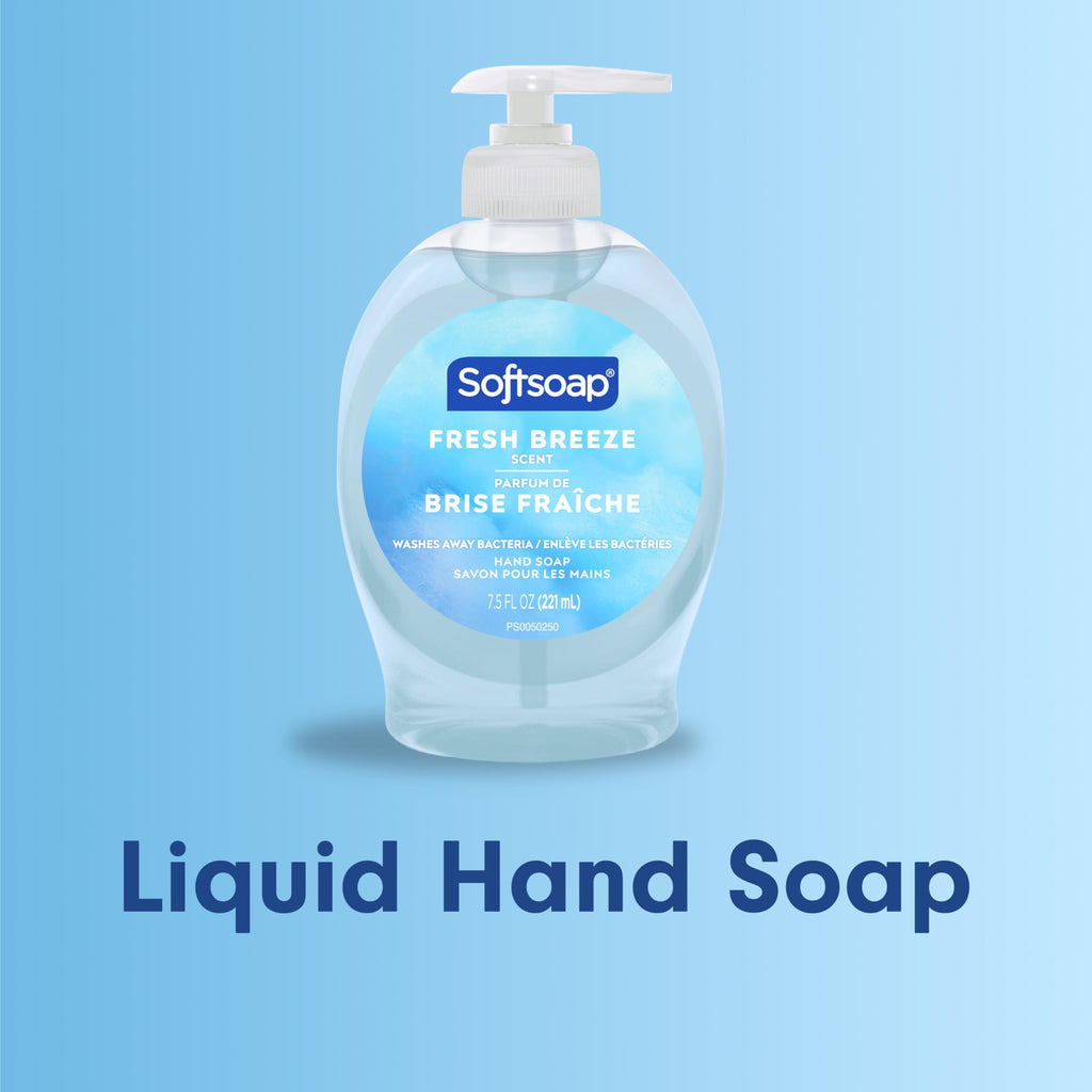 Softsoap Liquid Hand Soap, Fresh Breeze - 7.5 Fl Oz (Pack of 6) | Paraben-Free, Phthalate-Free, Washes Away Germs, Bathroom Hand Soap, Kitchen Hand Soap, Daily Handwashing, Gentle on Hands