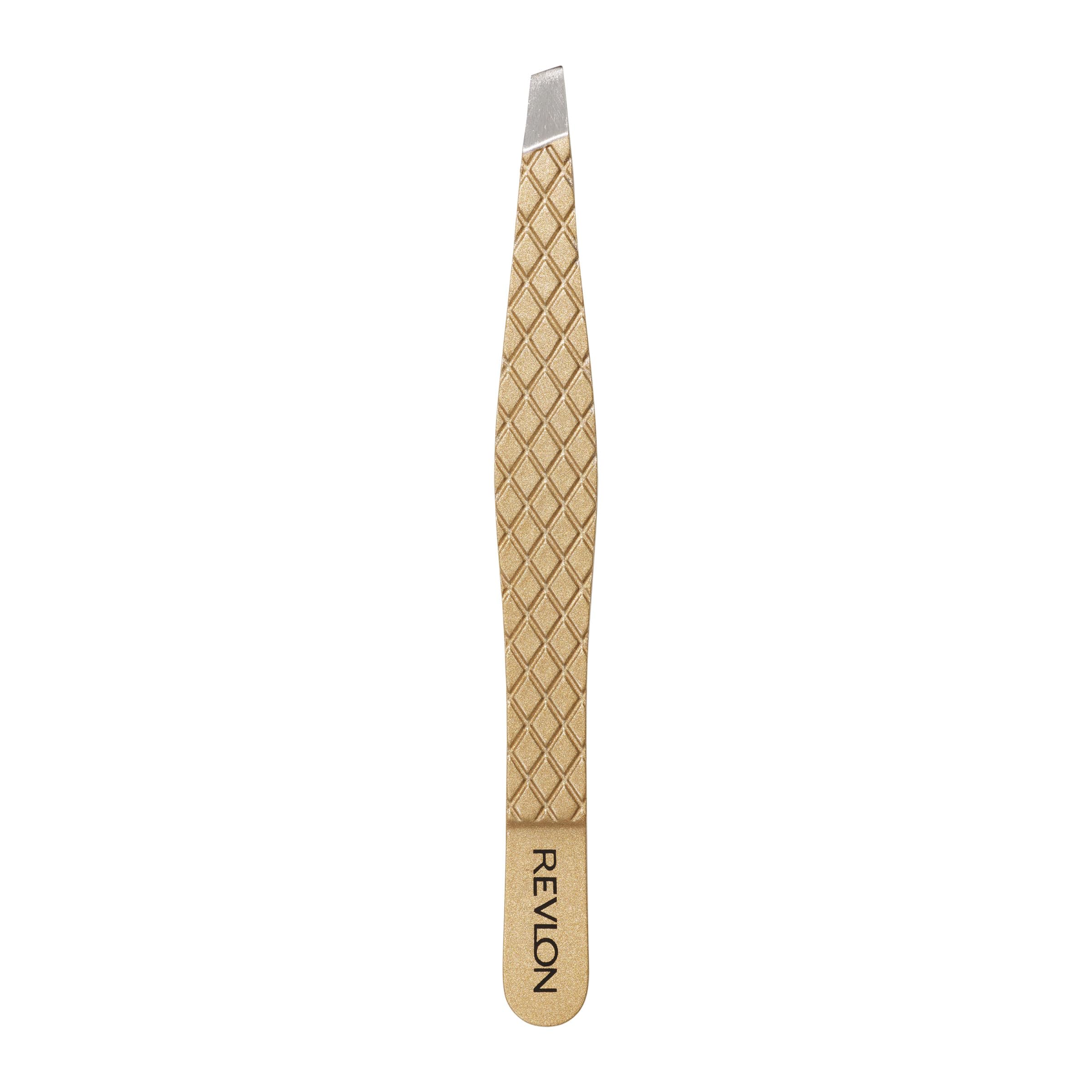 Buy now Revlon Gold Series Slanted Tip Tweezers, Ultra-Sharp for Precision Eyebrow Shaping and Facial Hair Removal, Diamond and Titanium-Coated for Durability, 1 Count at indiglob india