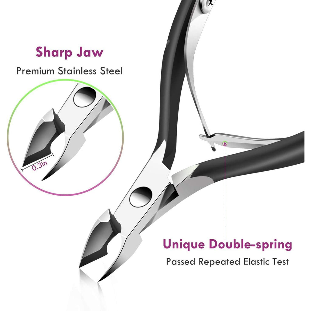 Buy now Cuticle Trimmer Cuticle Remover with Cuticle Pusher, XUNXMAS Professional Stainless Steel Durable Pedicure Manicure Tools Cutter Nipper Scissor Clipper for Fingernails and Toenails Dead Skin Black at indiglob india