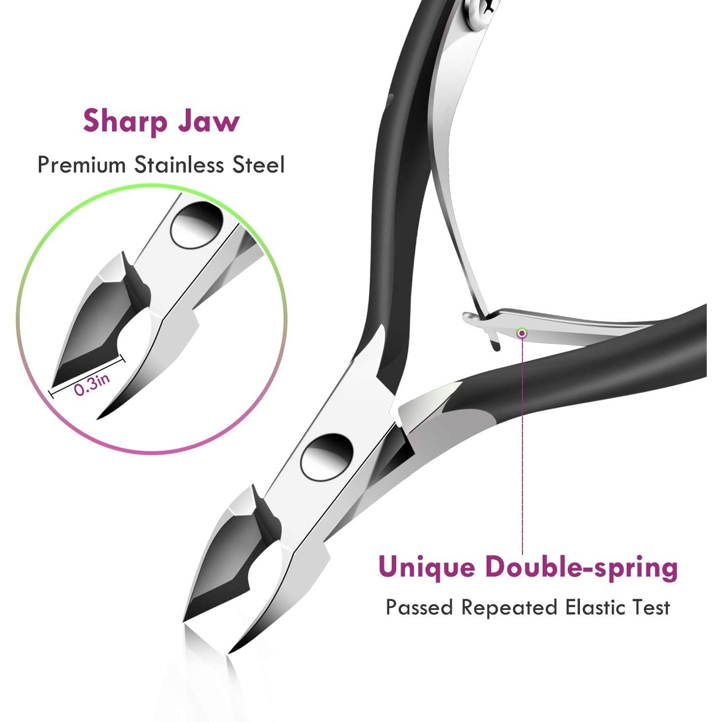 Buy now Cuticle Trimmer Cuticle Remover with Cuticle Pusher, XUNXMAS Professional Stainless Steel Durable Pedicure Manicure Tools Cutter Nipper Scissor Clipper for Fingernails and Toenails Dead Skin Black at indiglob india