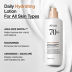 ANUA Rice 70 Intensive Moisturizing Milk, 5.07 fl.oz | Hydrating Face Lotion, Niacinamide, Ceramides, All Skin Types, Sensitive, Skin Moisture Barrier, Lightweight Nourishing