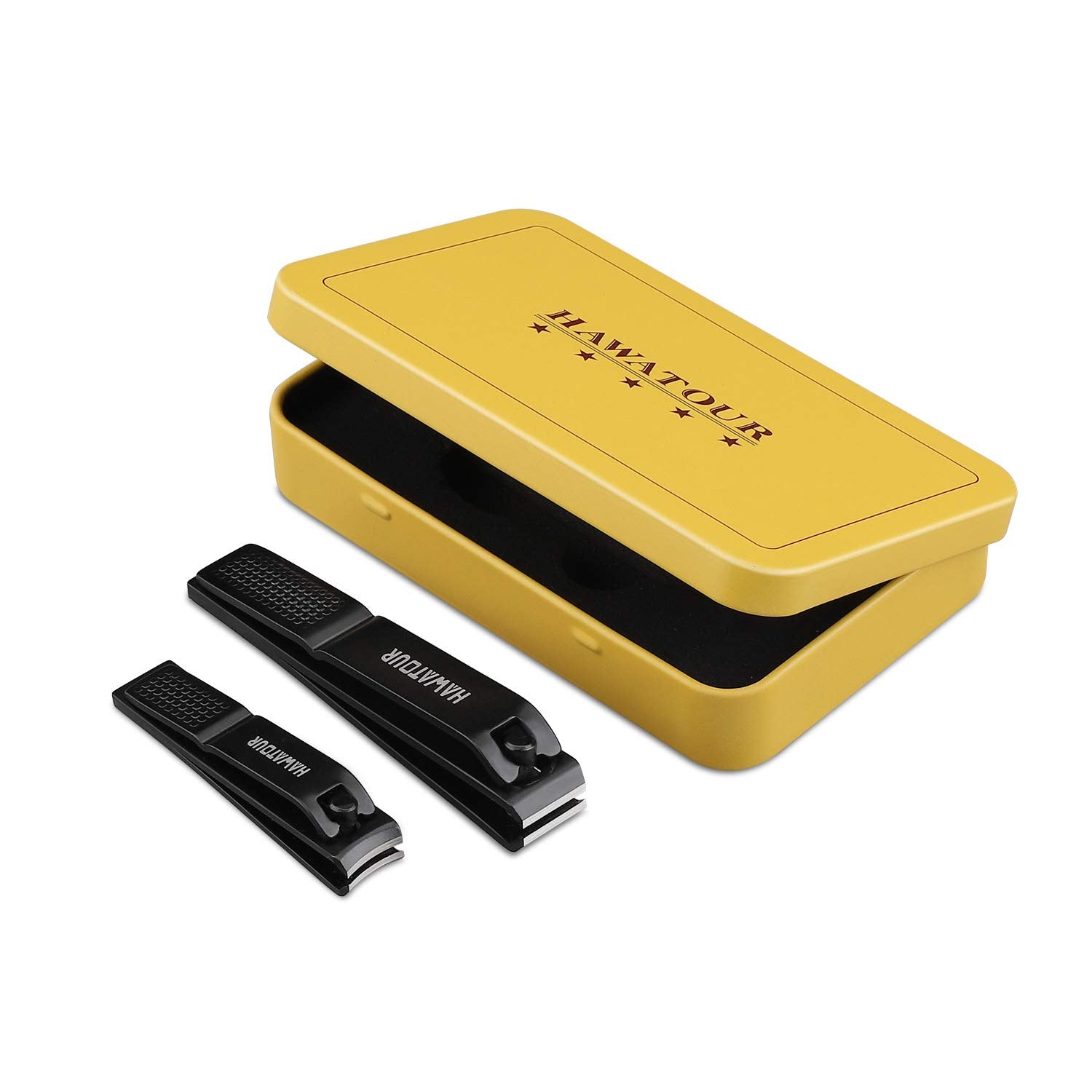Nail Clippers Set with Visibly Tin Case, Black | Ultra Sharp, Sturdy Fingernail and Toenail Clipper Cutters