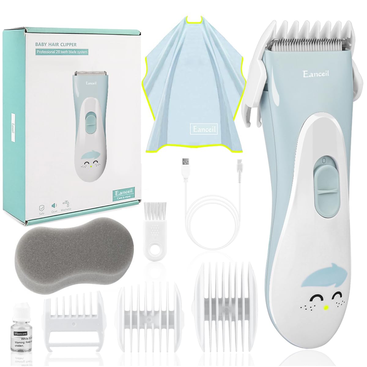 Baby Hair Clippers, Ceramic Blade Electric Kids Hair Trimmer, Cordless Rechargeable Waterproof Haircut Kit for Kids & Adult