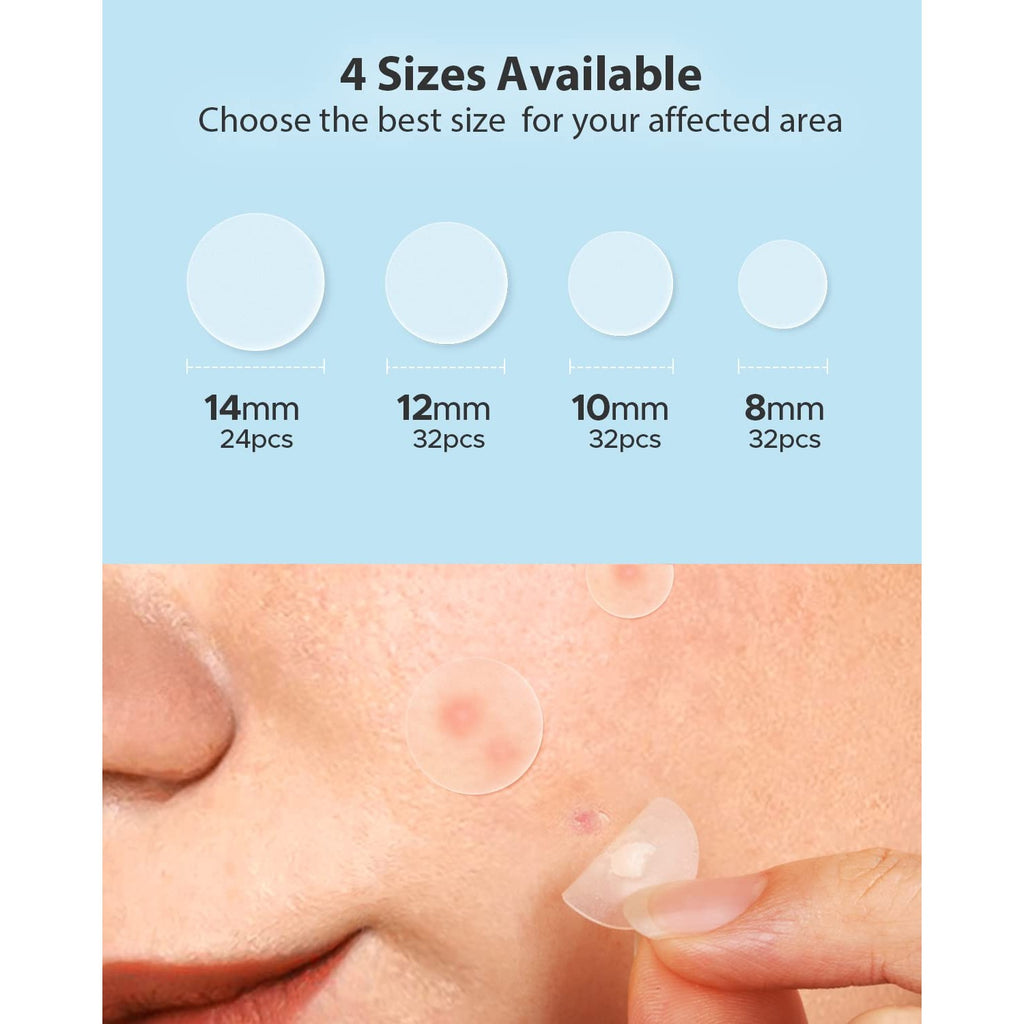 LitBear Acne Pimple Patches- Day and Night 4 Sizes 180 Dots Thin & Thick Hydrocolloid Patches with Witch Hazel, Tea Tree & Calendula Oil, Pimple Stickers for Covering Zits, Blemishes, Spots, Acne Dots
