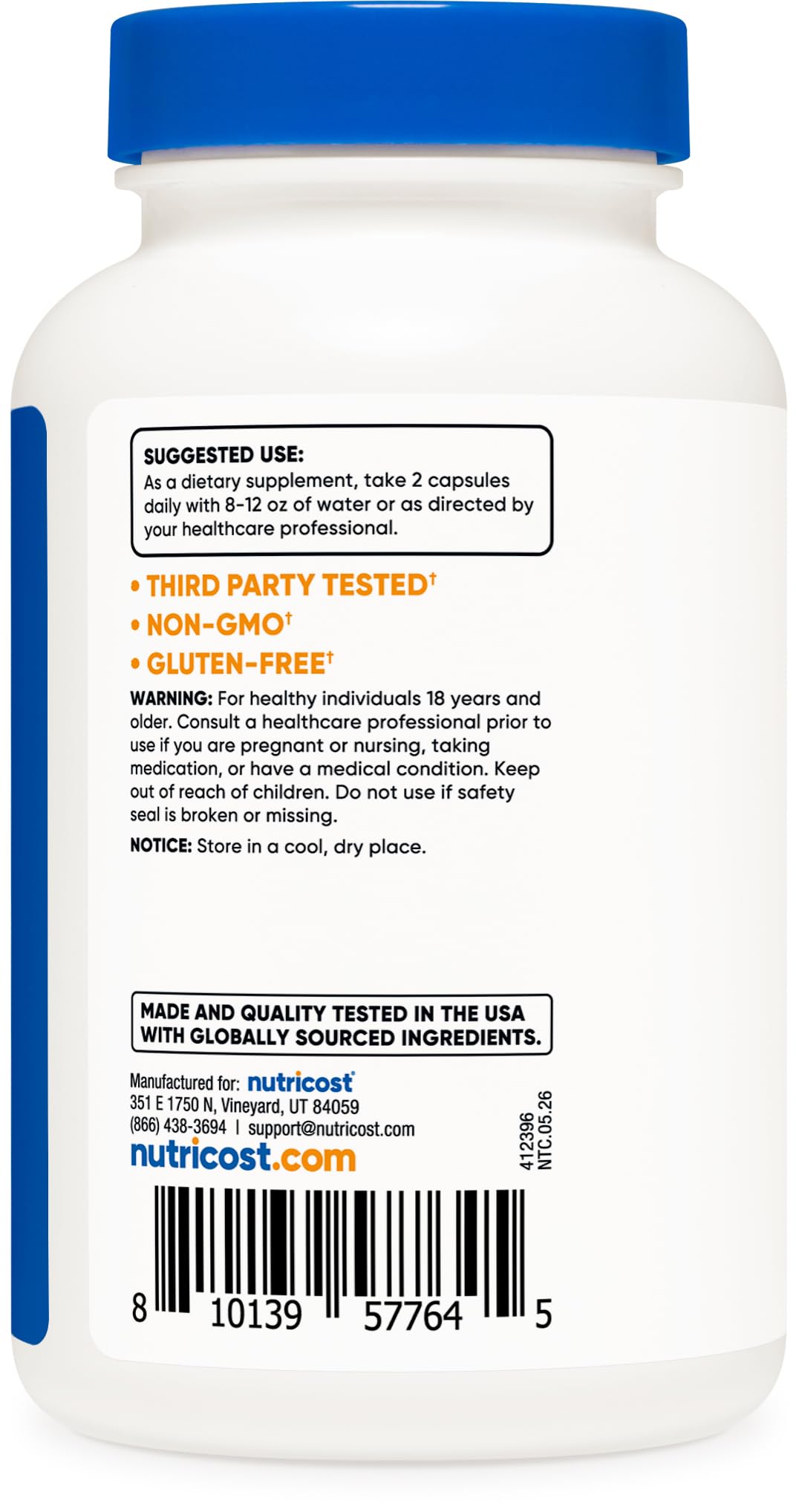 Nutricost Sodium Butyrate 1,500mg, 120 Capsules, 60 Servings Per Bottle