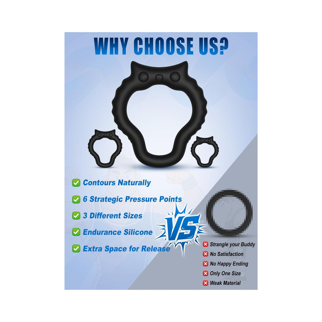 Adults Sex Toys Penis Ring, 3 Pack Premium Silicone Cock Rings for Men with Solid Performance for Extended Stamina, Cockring Sexual Stimulation Device Couples Sex Toys
