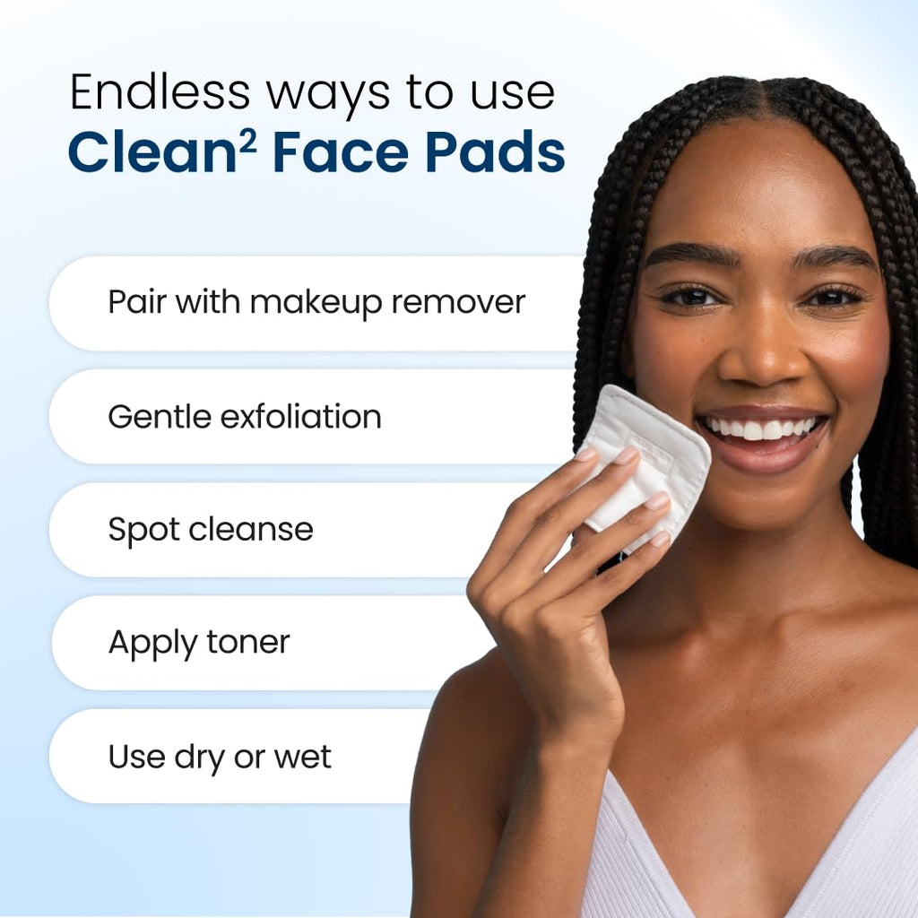 Clean Skin Club Clean² Pads 2.0 [NEW & Improved Edges] Guaranteed Not to Shed & Tear Face Pads, Unique Triple Layers, Textured & Ultra Soft Side, Organic Disposable Cotton, Pair with Makeup Remover