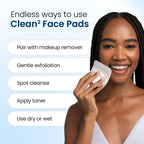 Clean Skin Club Clean² Pads 2.0 [NEW & Improved Edges] Guaranteed Not to Shed & Tear Face Pads, Unique Triple Layers, Textured & Ultra Soft Side, Organic Disposable Cotton, Pair with Makeup Remover