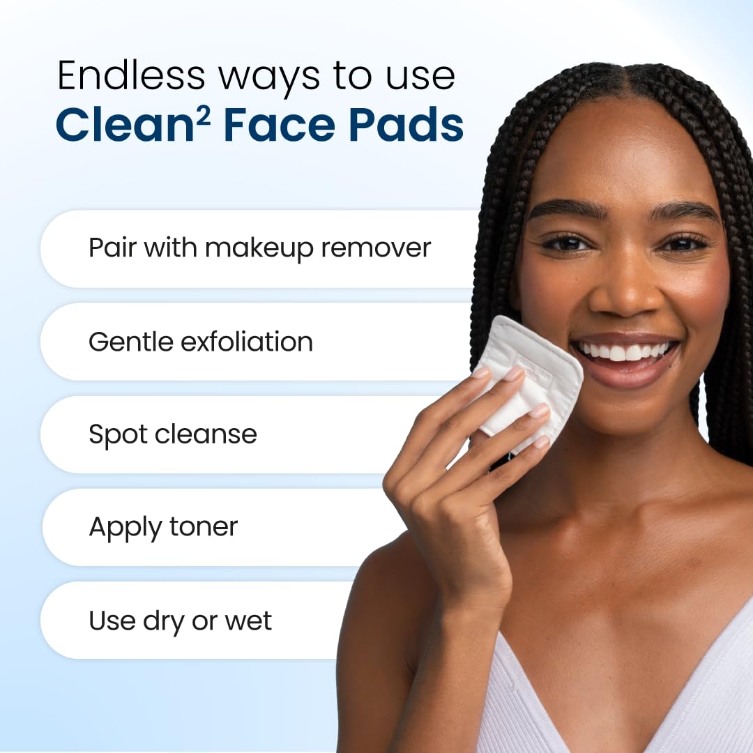 Clean Skin Club Clean² Pads 2.0 [NEW & Improved Edges] Guaranteed Not to Shed & Tear Face Pads, Unique Triple Layers, Textured & Ultra Soft Side, Organic Disposable Cotton, Pair with Makeup Remover
