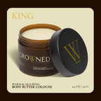 Crowned Skin King Cologned Body Butter for Men | Warm & Sensual | As Seen On Shark Tank | Scented with Sandalwood & Leather | Infused with Organic Shea & Mango Butters | All-Day Fragrance | 4.4oz