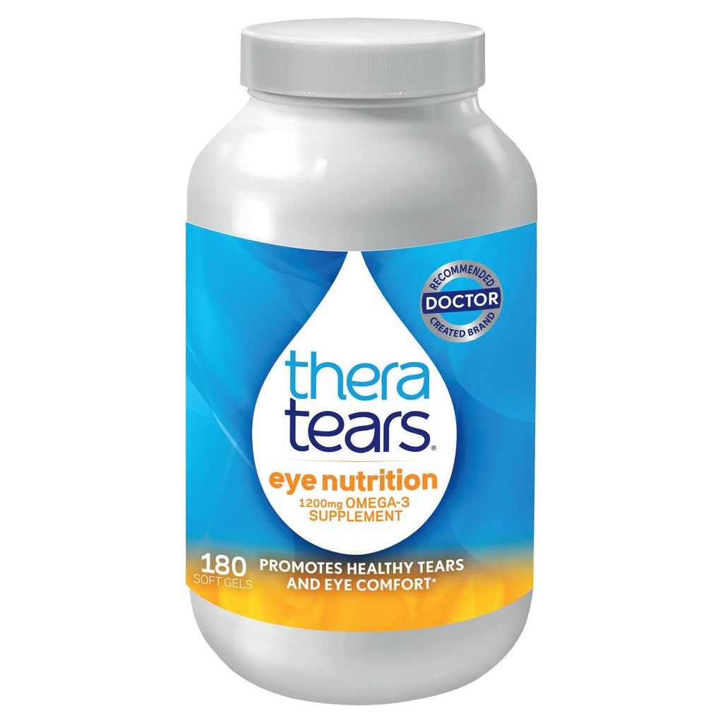TheraTears Omega 3 Supplement for Eye Care, 180ct | 1200mg Fish Oil and Organic Flaxseed Oil with Vitamin E, Eye Nutrition, Promotes Healthy Tears & Eye Comfort