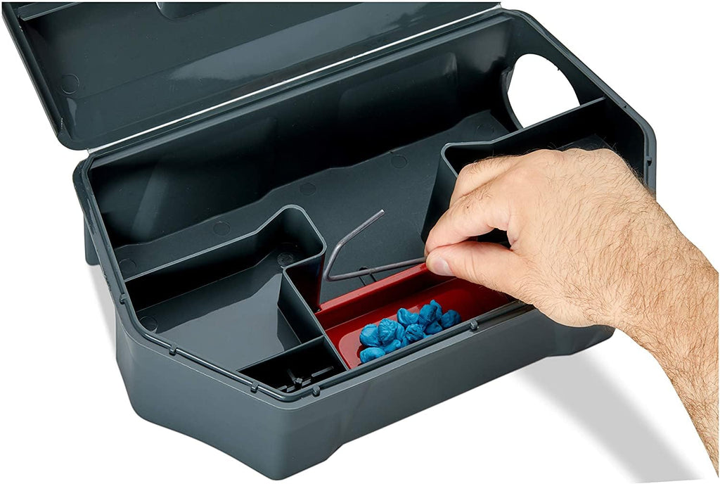 Rat Bait Station Outdoor with Key, Tamper-Resistant Rodent Bait Station, Weather-Resistant Outdoor Bait Box for Indoor Use, 2 Pack (Bait Not Included)