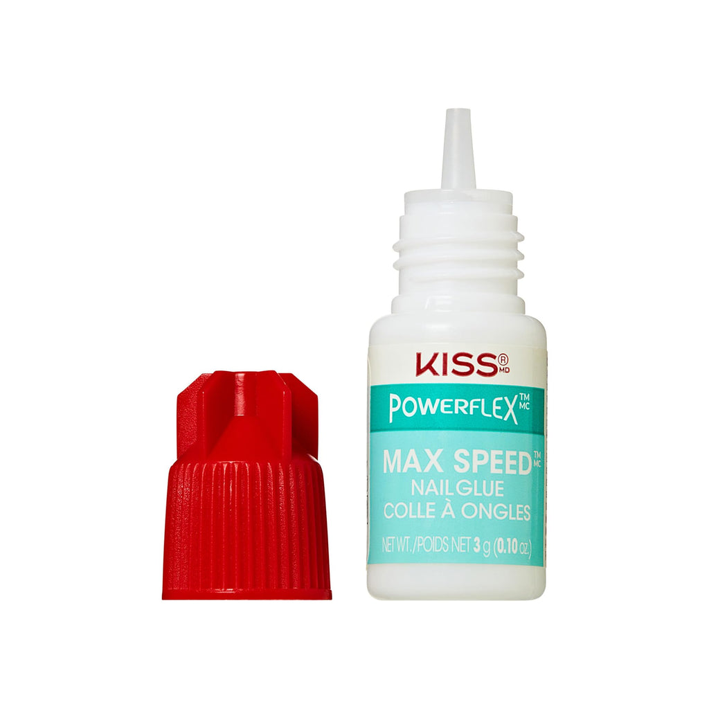 Kiss PowerFlex Maximum Speed Nail Glue - Fast Drying Adhesive for Glue-On Nails & Repairs with Nozzle Tip Applicator, Ideal for Tips & Wraps, Net Wt. 0.10 oz (3g)