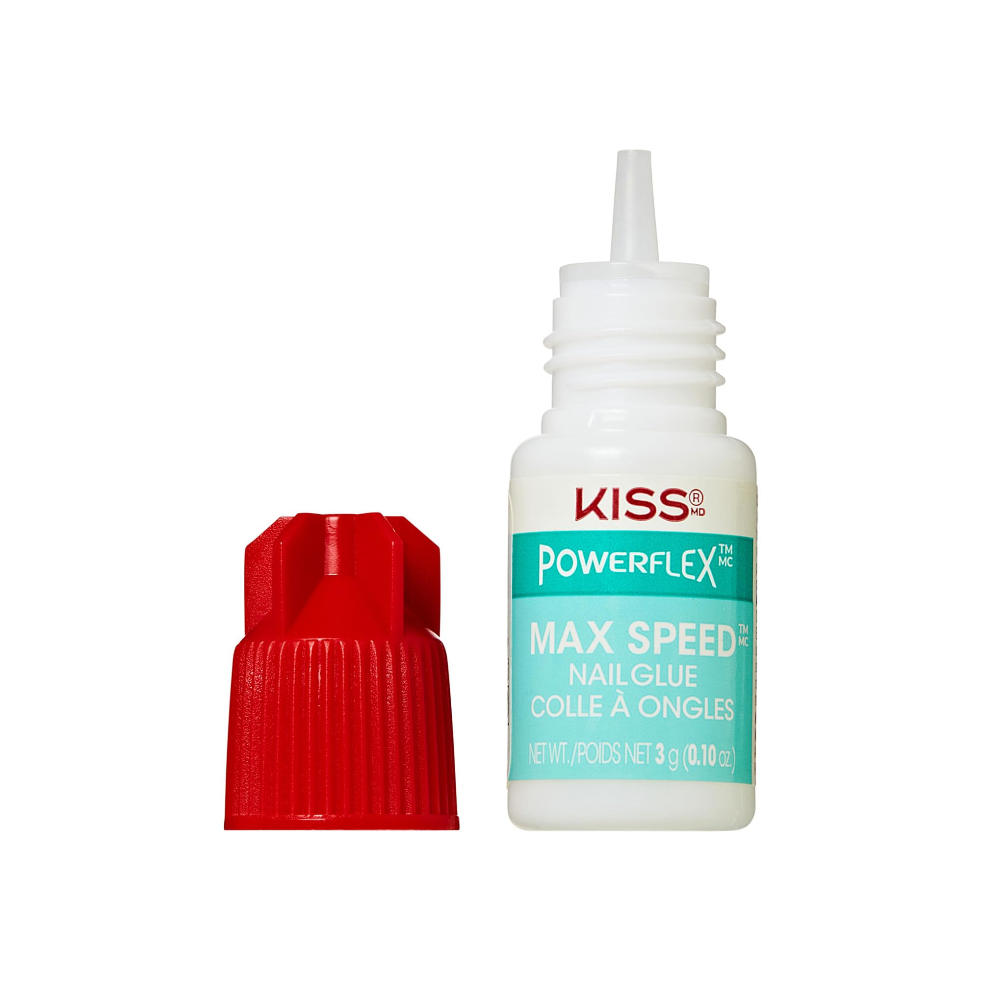 Kiss PowerFlex Maximum Speed Nail Glue - Fast Drying Adhesive for Glue-On Nails & Repairs with Nozzle Tip Applicator, Ideal for Tips & Wraps, Net Wt. 0.10 oz (3g)