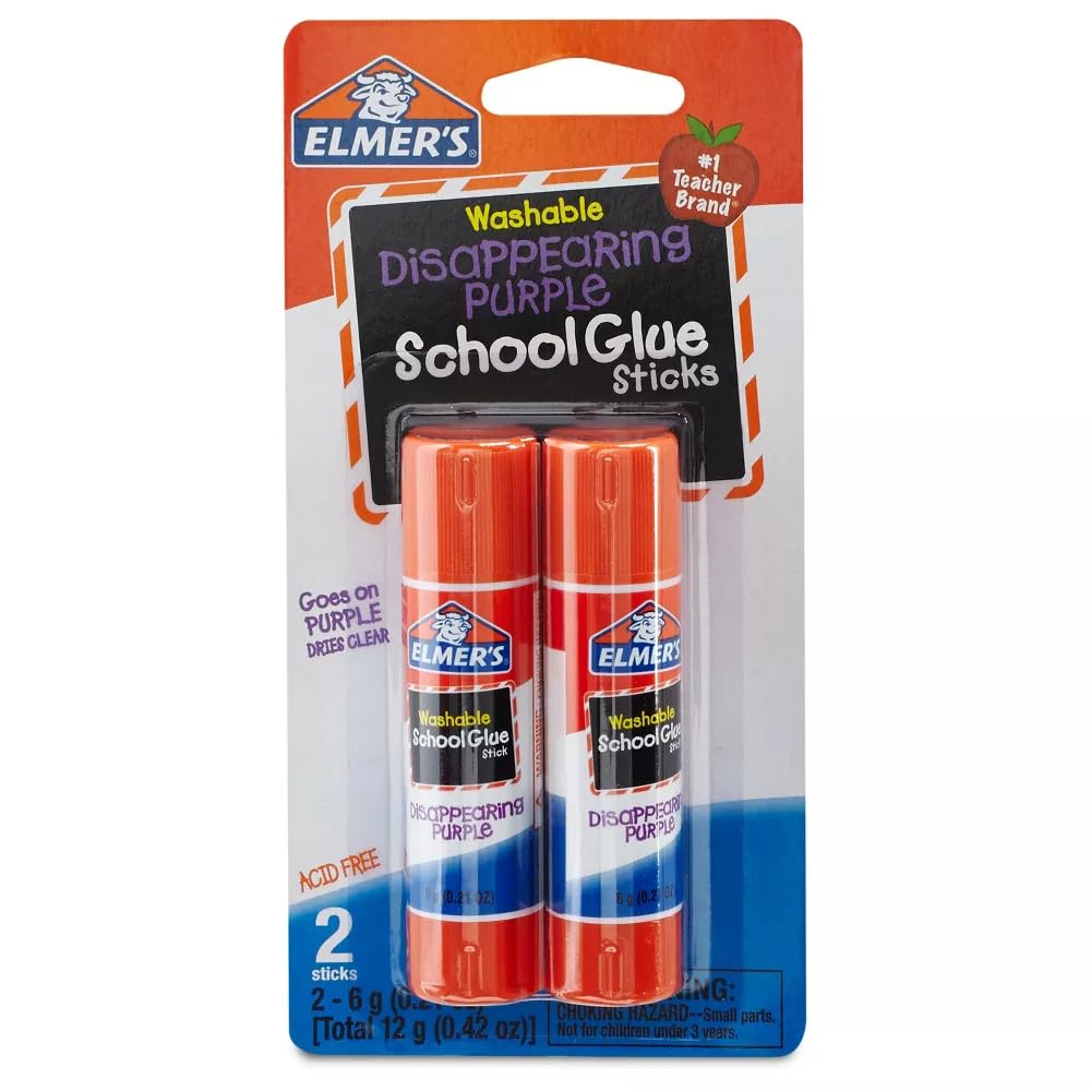 Elmer's Disappearing Purple School Glue Sticks, 0.21 oz, Pack of 2 (E522) 4 Pack