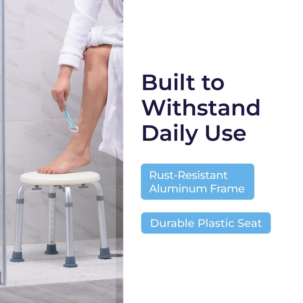 Drive Medical Shower Stool, Adjustable Height, Lightweight Aluminum, White