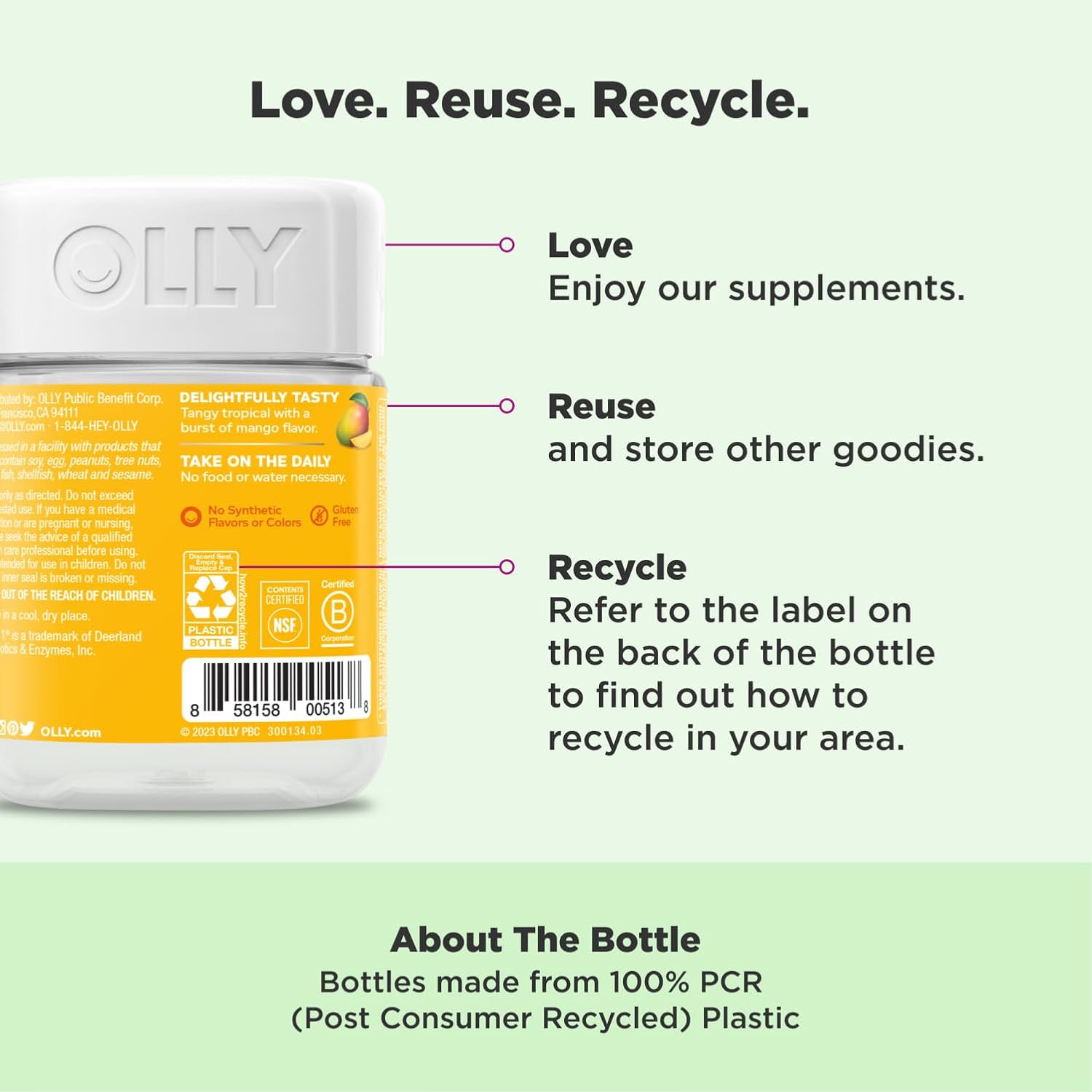Buy now OLLY Probiotic Gummy, Immune and Digestive Support, 1 Billion CFUs, Chewable Probiotic Supplement, Mango, 25 Day Supply - 50 Count at indiglob india