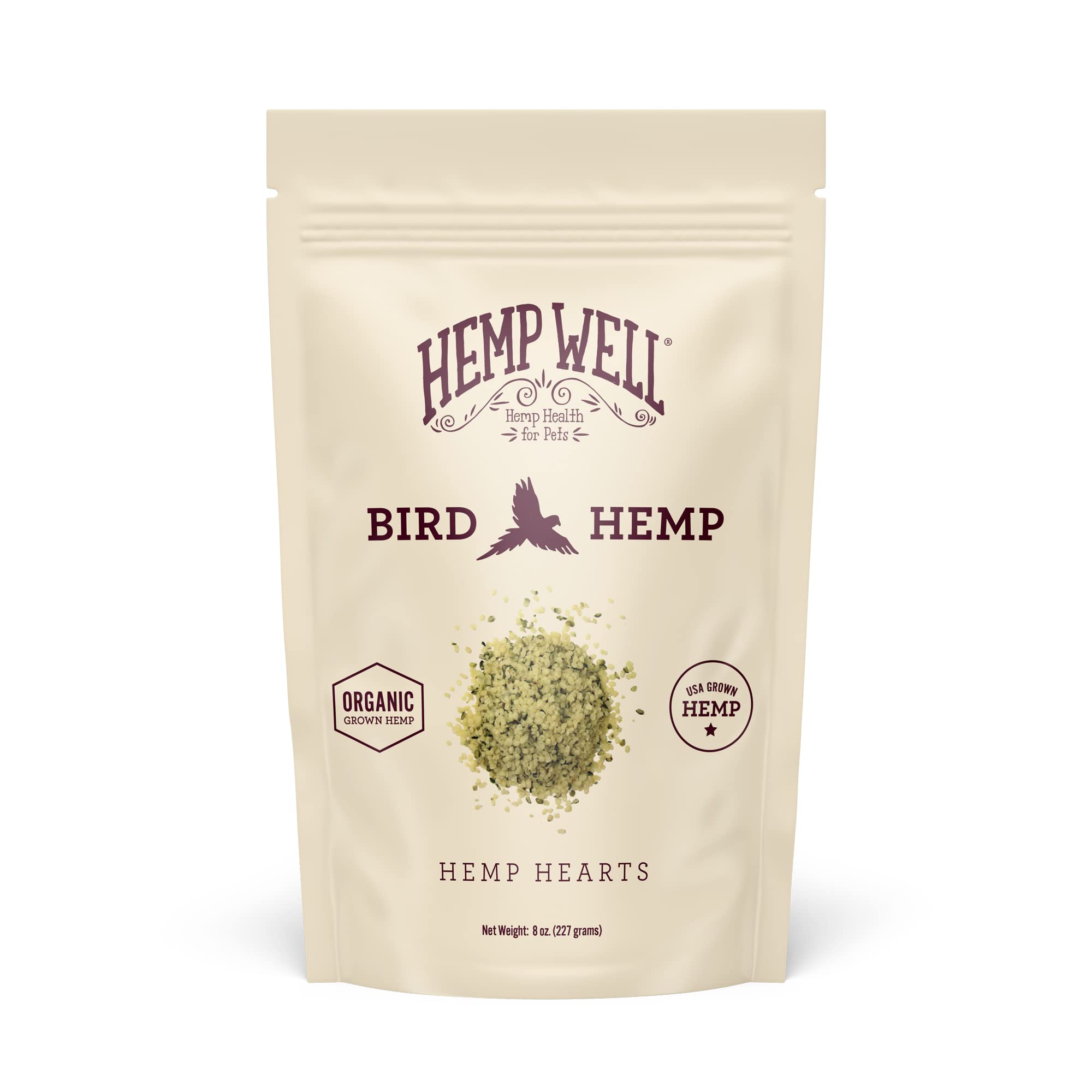 Hemp Well Organic Hemp Hearts –Reduces Feather Plucking, Promotes Relaxation, Immune Support, Organically Sourced, USA Grown, GMO Free – 1 Pound Bag