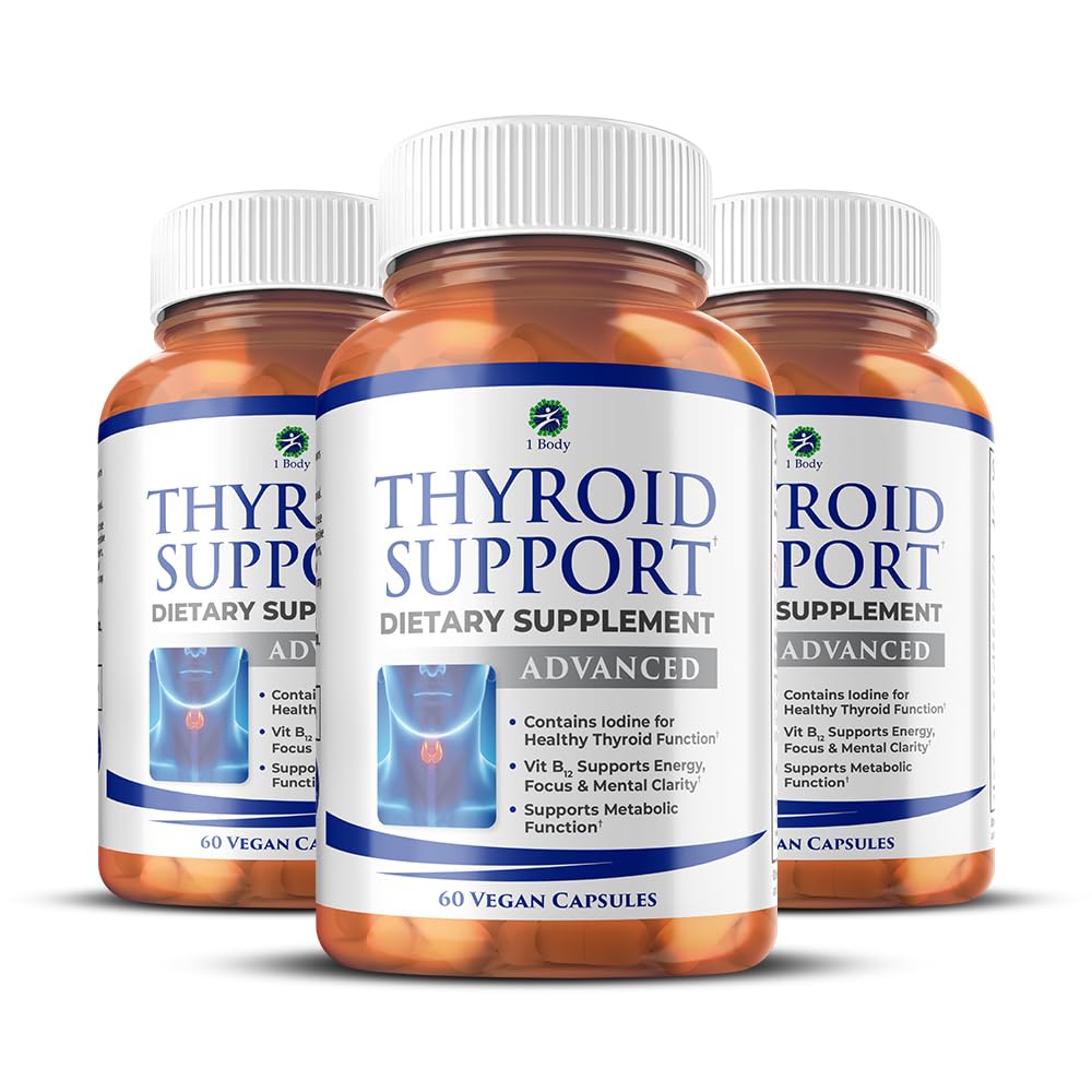 1 Body Thyroid Support for Women & Men, Iodine & Selenium Supplement | Supports healthy thyroid function, energy production, metabolism & daily wellness with essential nutrients.