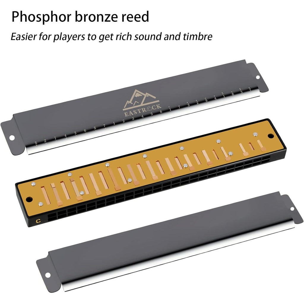 Buy now EastRock Blues Harmonica 24 Hole C Key with Case, Mouth Organ Harp, Diatonic Harmonica for Beginner, Adult, Kids, Professional, Students, Friends, Gifts at indiglob india