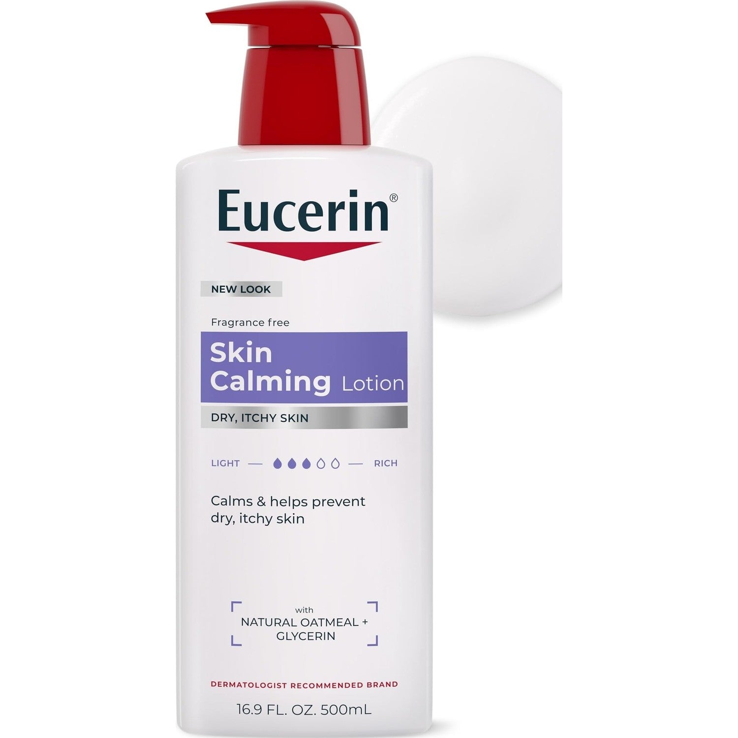 Eucerin Skin Calming Body Lotion with Natural Oatmeal, 16.9 FL OZ | Body Moisturizer for Dry, Itchy Skin with Natural Oatmeal and Glycerin, 24 Hours of Hydration, Paraben and Fragrance Free