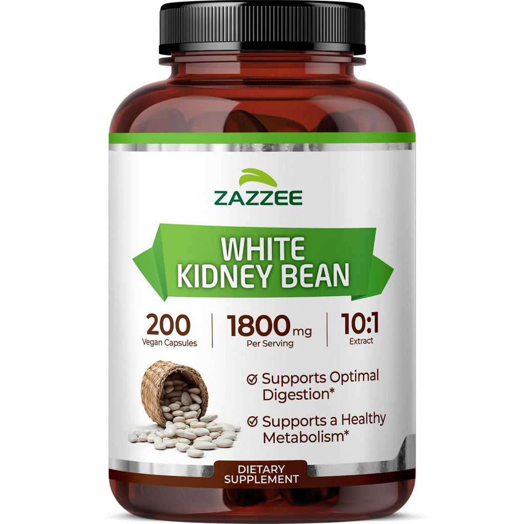 Zazzee White Kidney Bean 10:1 Extract, 1800 mg per Serving, 200 Capsules