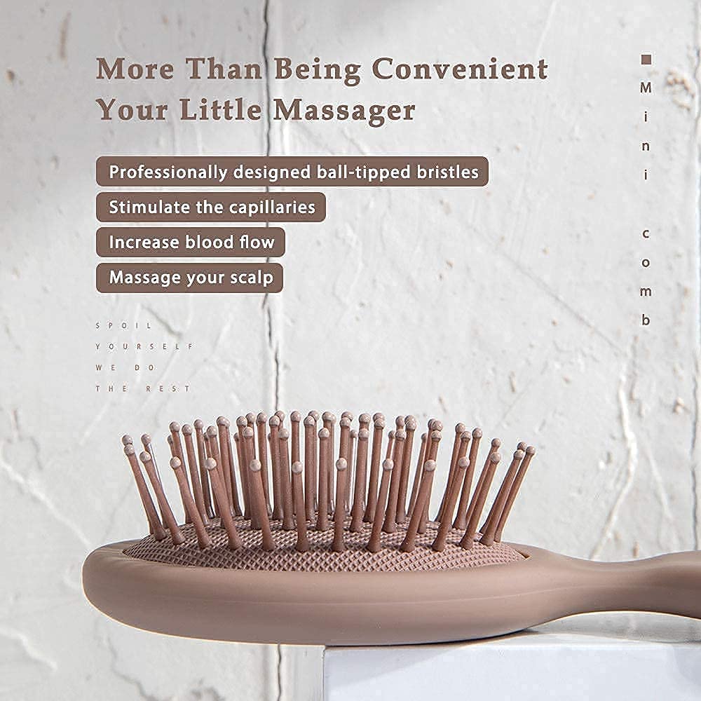 Discover the RHOS Folding Brush with Mirror for Women. A genuine, portable beauty tool with massaging bristles for scalp stimulation.
