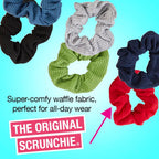 Buy now Scunci by Conair The Original Scrunchie Waffle Knit Scrunchies in Navy, White, Red, Blue, Grey and Black, Hair Ties for Women, 6 Count at indiglob india