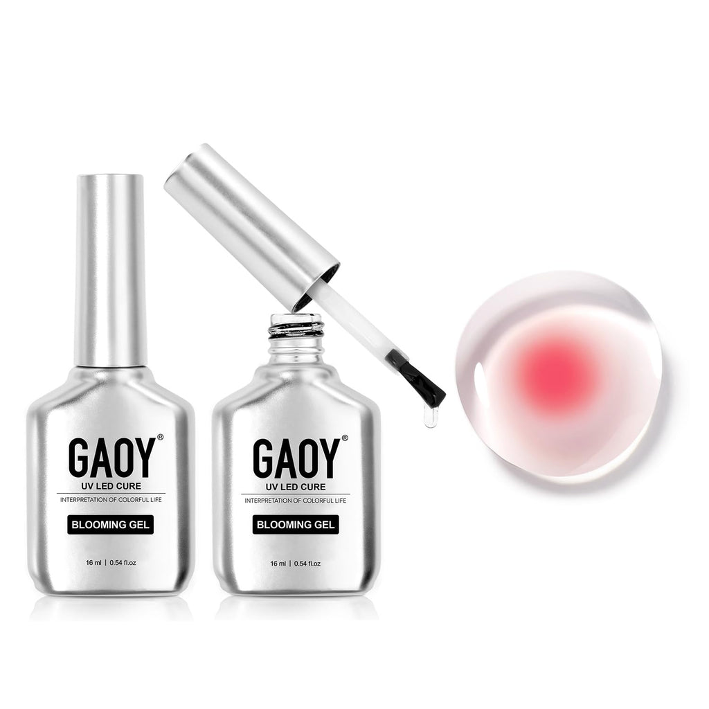 GAOY 2 Pcs Blooming Gel, 16ml Clear Blooming Gel Nail Polish, Spreading Effects Soak Off UV Light Cure for Nail Art DIY