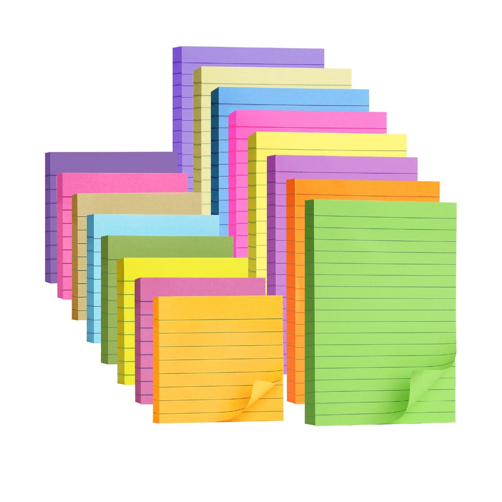 Mr. Pen- Lined Sticky Notes Set, 16 Pads, 4"x6" & 3"x3", 720 Sheets