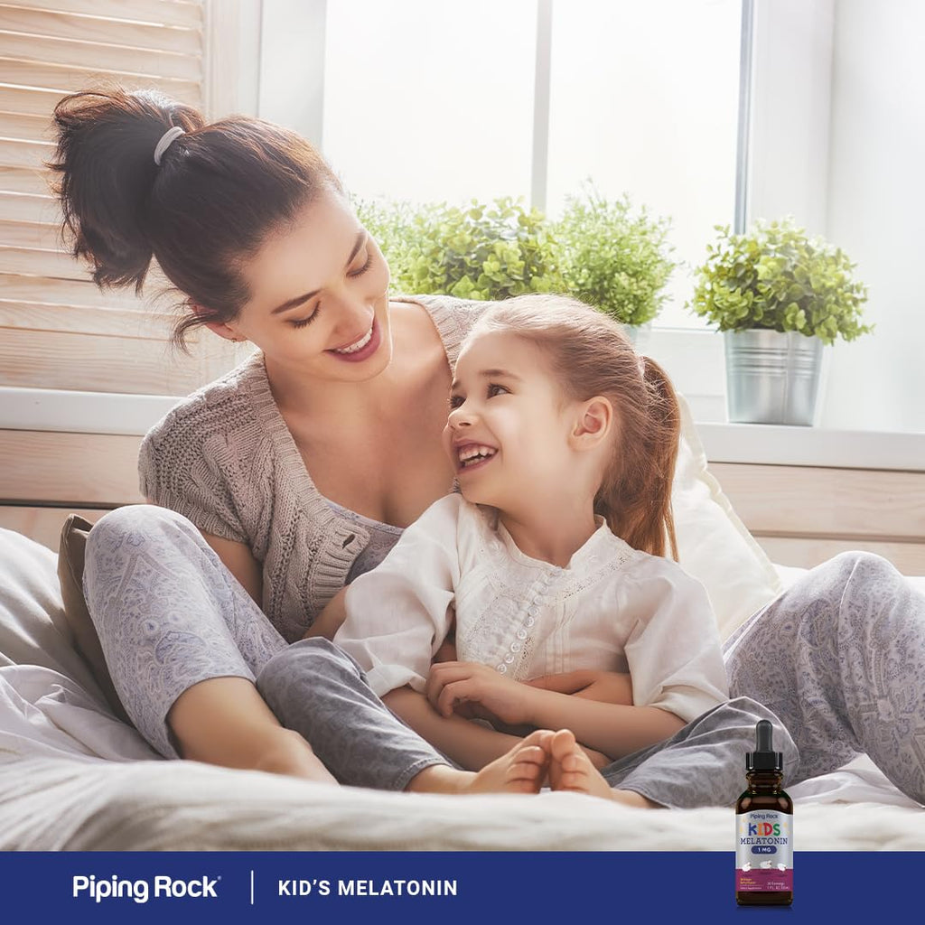 Piping Rock Kids Melatonin Liquid 1 fl oz | 1mg | Pack of 3 Bottles