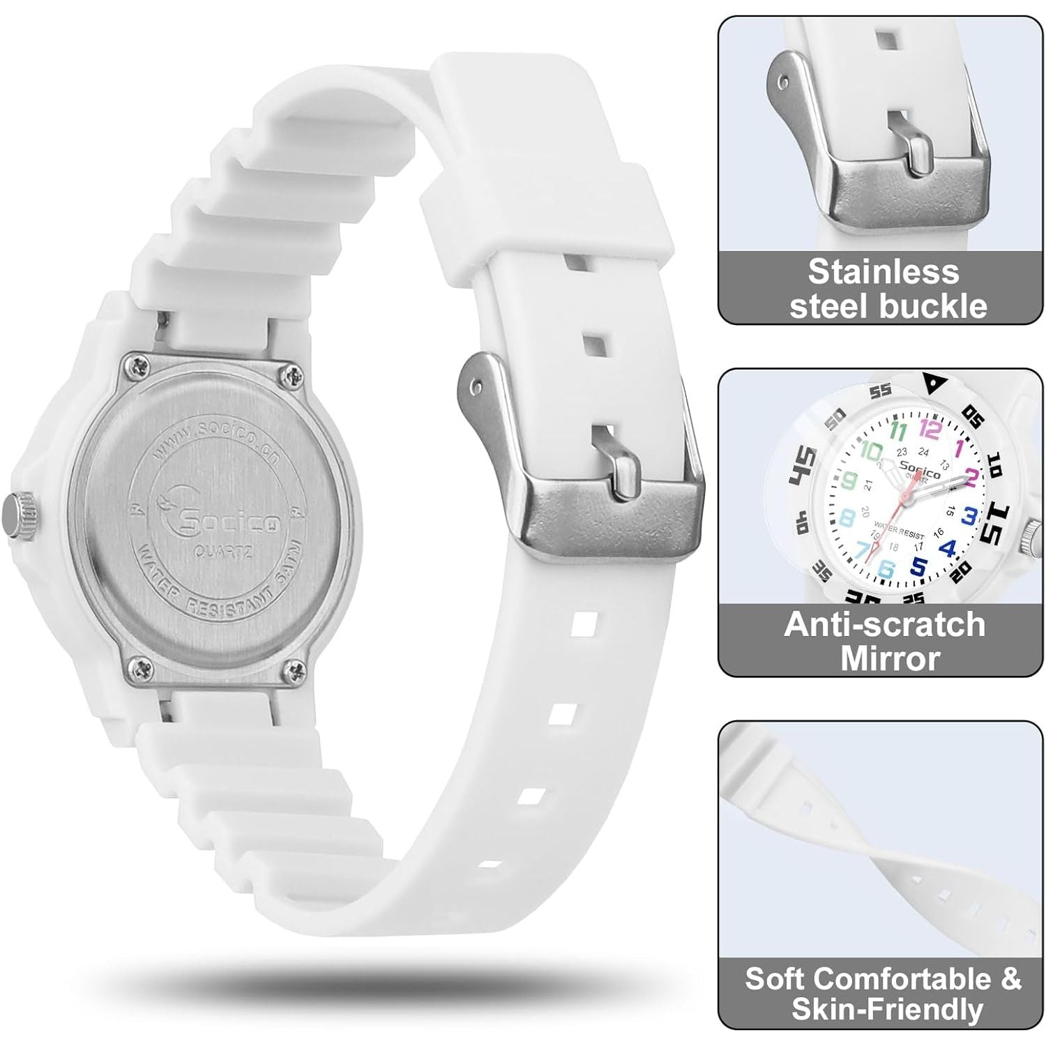 Buy now SOCICO Children Analog Watch for Boys Girls Waterproof Time Teaching Watch with Soft Band, Learning Time Wrist Watch Easy to Read Christmas Gifts for Kids Ages 3-12 Great Gifts at indiglob india