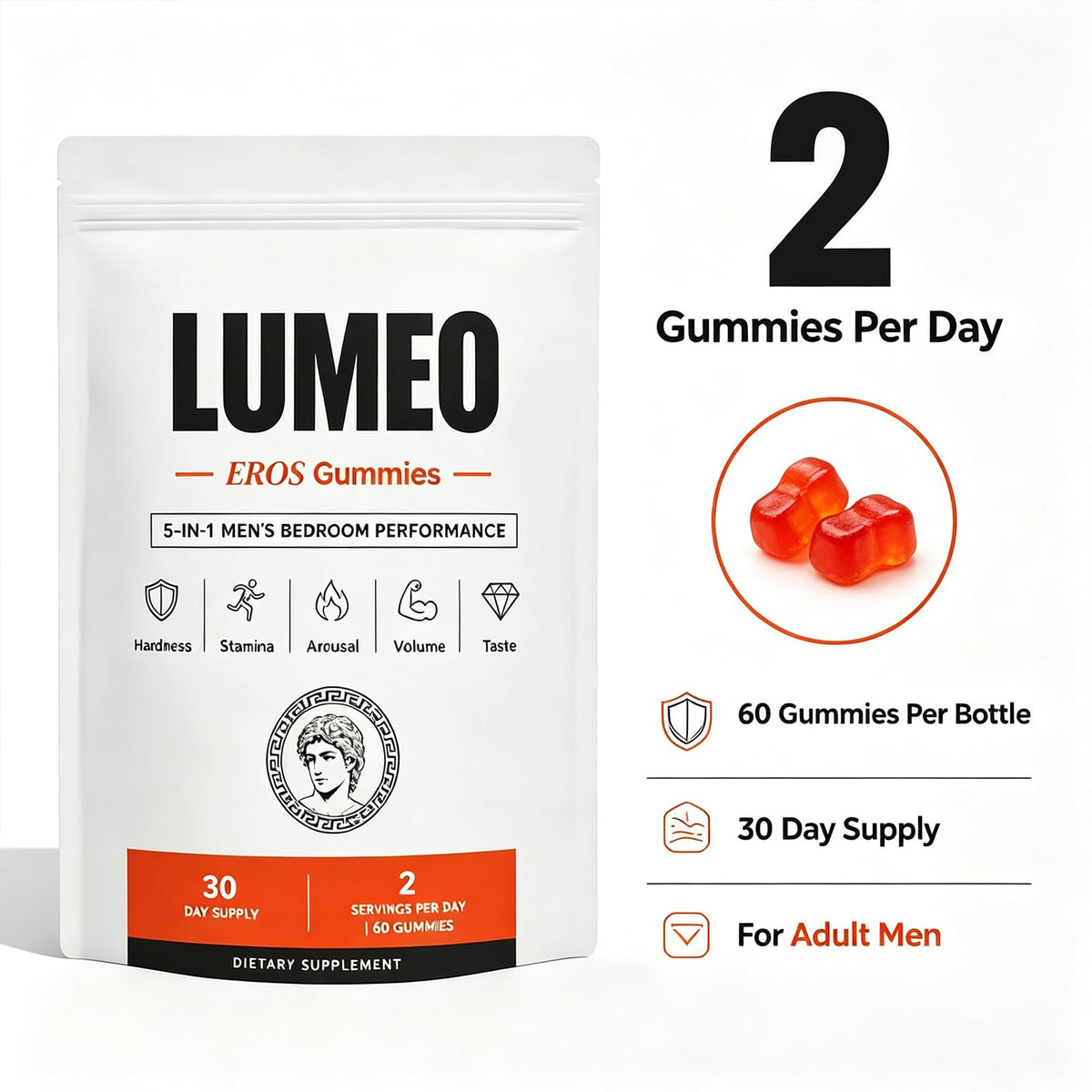 Lumeo Eros Gummies - 60 Gummies, Support for Active Men