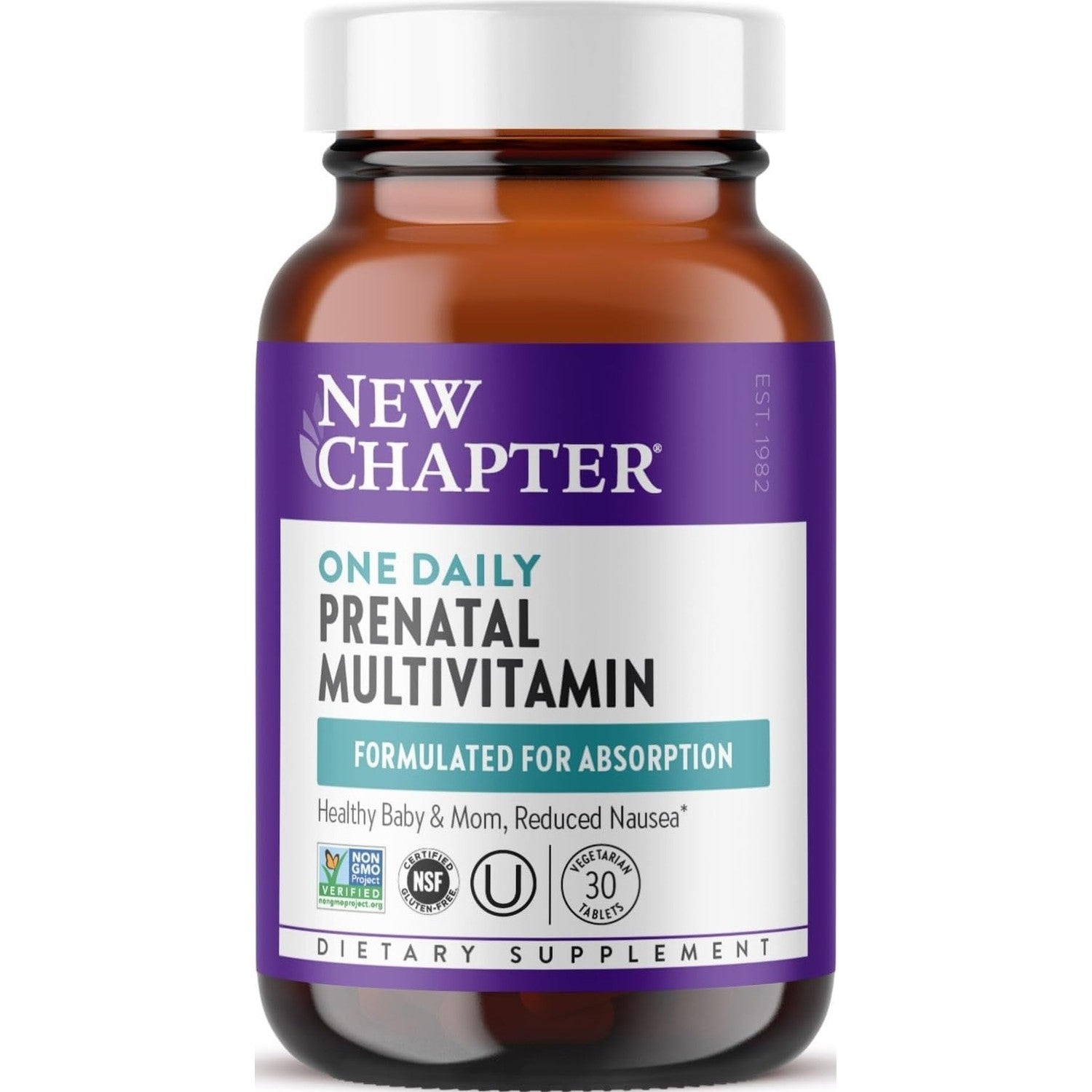 New Chapter One Daily Prenatal Multivitamin, 30 Count | With Methylfolate and Choline for Healthy Mom and Baby, Gluten Free and Non-GMO Prenatal Vitamin Daily Formula
