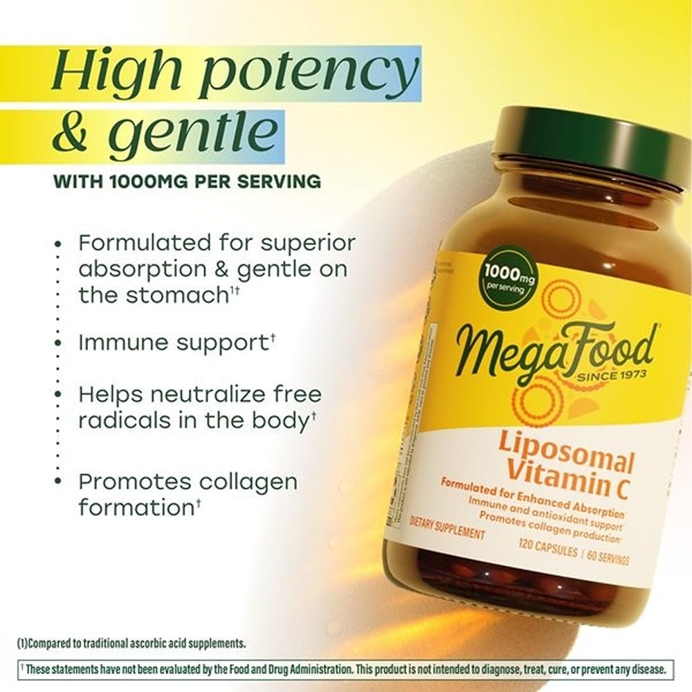 MegaFood Liposomal Vitamin C, Antioxidant & Immune Support, 120 Capsules