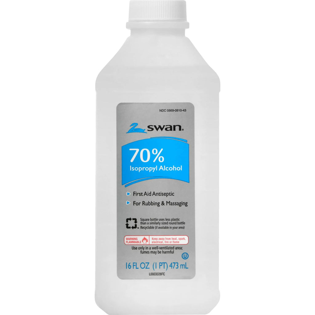 Swan 70% Isopropyl Rubbing Alcohol, 16 Oz. Bottle, Box of 12