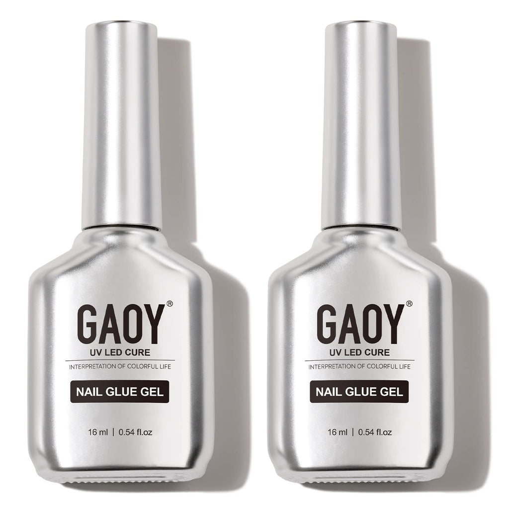GAOY 4 Pcs 16ml Gel Nail Glue for Acrylic Nails Tips, Clear Glue Gel for Sheer Press ons for Long Lasting UV Light Cure DIY